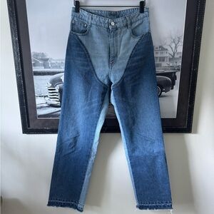 STELLA MCCARTNEY Two tone cotton denim wide leg jeans 27